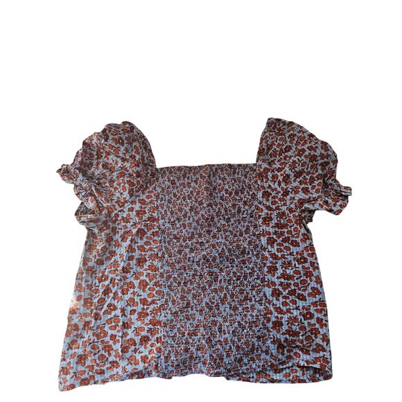 Madewell Button-Front Smocked Back Top - Size 8 - Picture 12 of 12